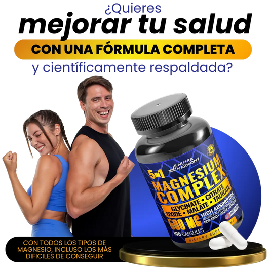 MAGNESIUM COMPLEX 5 EN 1: EL MAGNESIO MAS COMPLETO DE TODO EL MERCADO, SOLUCIONA MAS DE 80 PROBLEMAS DE SALUD.